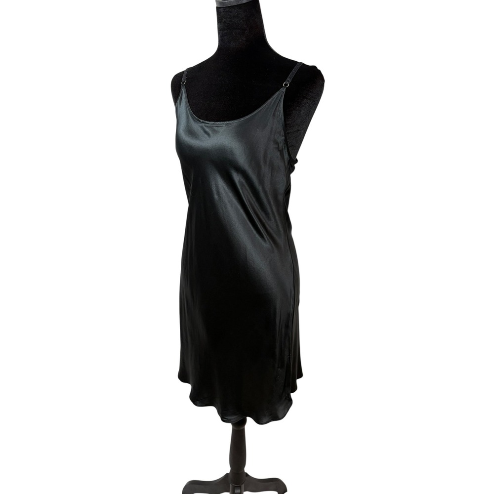 Victoria's Secret 100% Silk Black Slip Dress Chemise Medium Y2K Era 2008